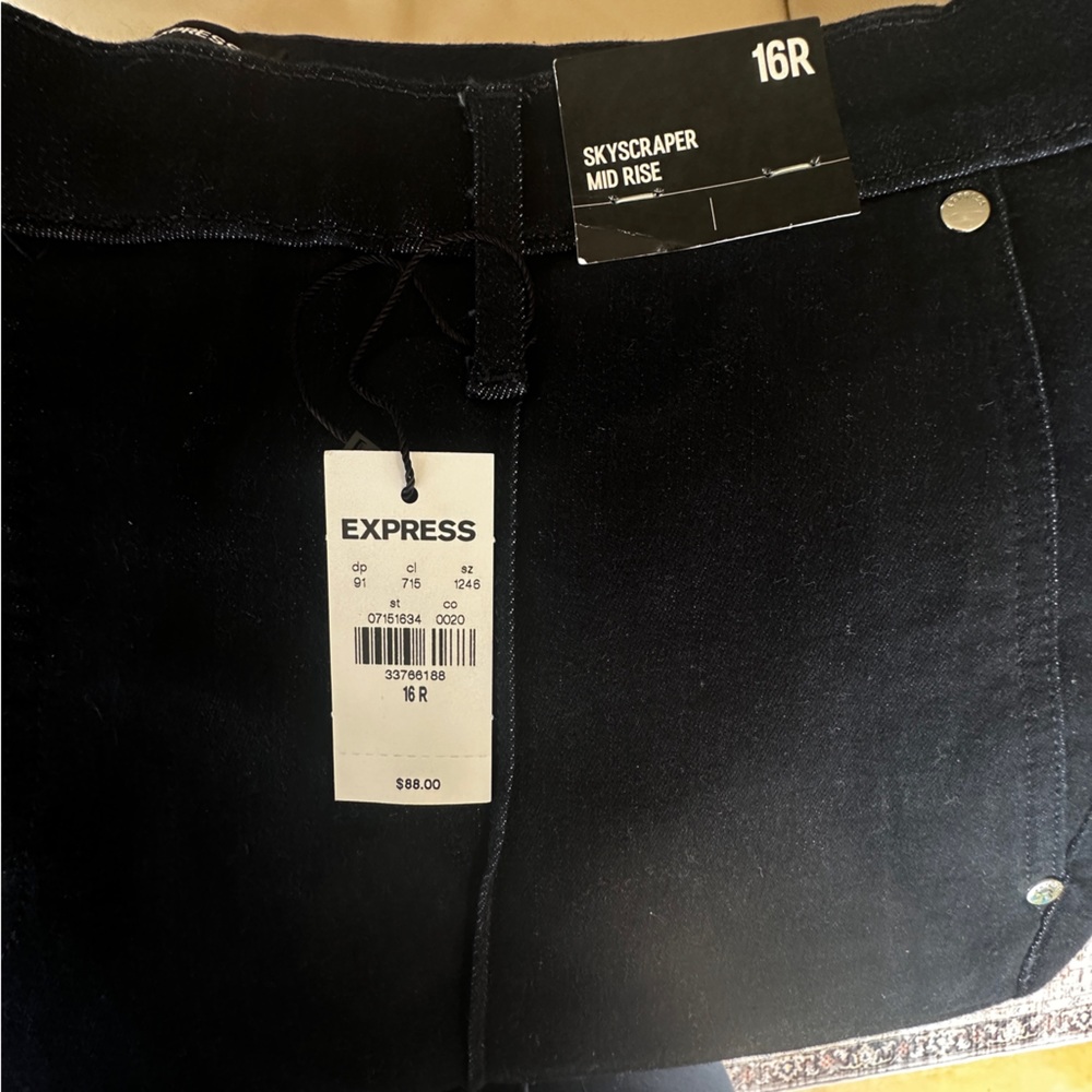 New Express Skyscraper Dark Denim Stretch Jeans size 16 - Picture 4 of 14